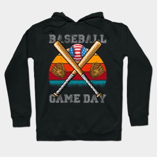 Baseball Lover American Game Day Flag Hoodie